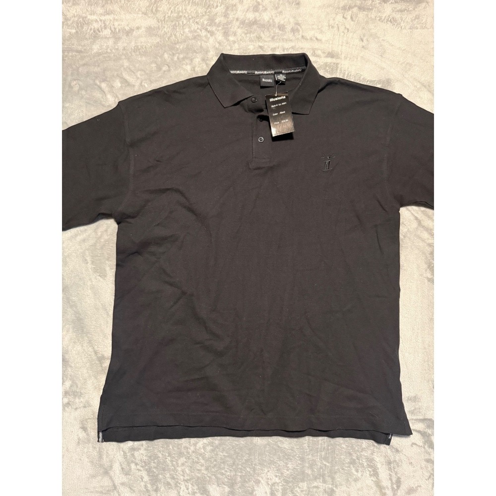 Illusionz Polo Shirt Mens 2XL Black Cotton Pique Short Sleeve ILL 5501